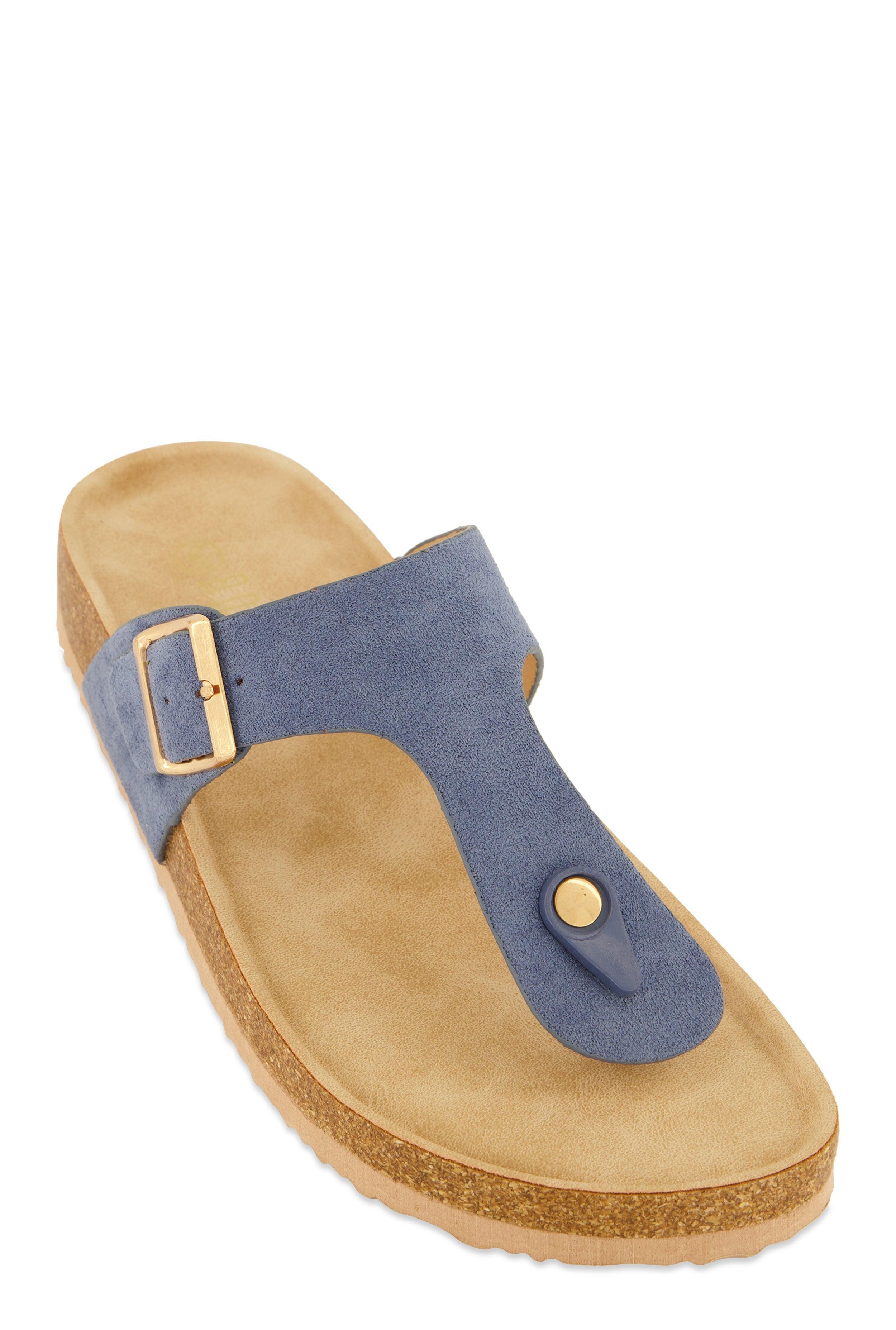 Womens Buckle Detail Thong Footbed Sandals Product Image