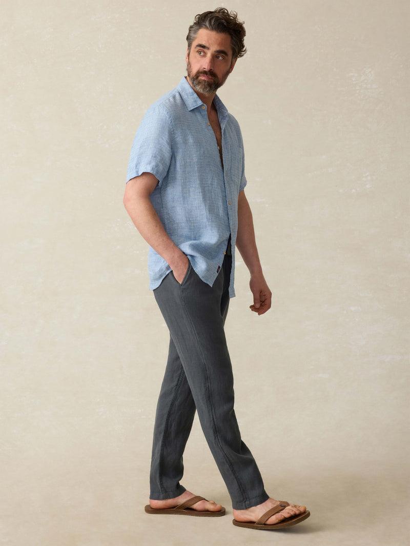 Linen Drawstring Pant - Washed Black Product Image