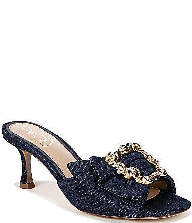 Sam Edelman Womens Pietra Square Toe Embellished Mid Heel Sandals Product Image