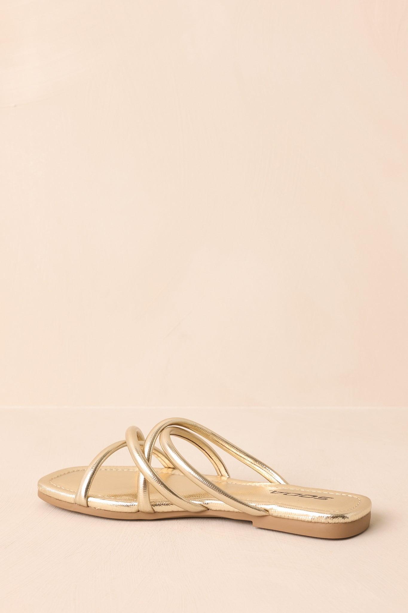 Wide Open Spaces Metallic Gold Flat Slide On Sandals Product Image