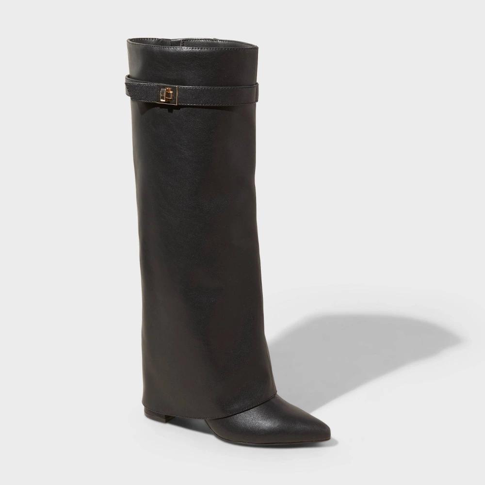 Womens Tambra Fold Over Tall Boots - A New Day Black 11 Product Image