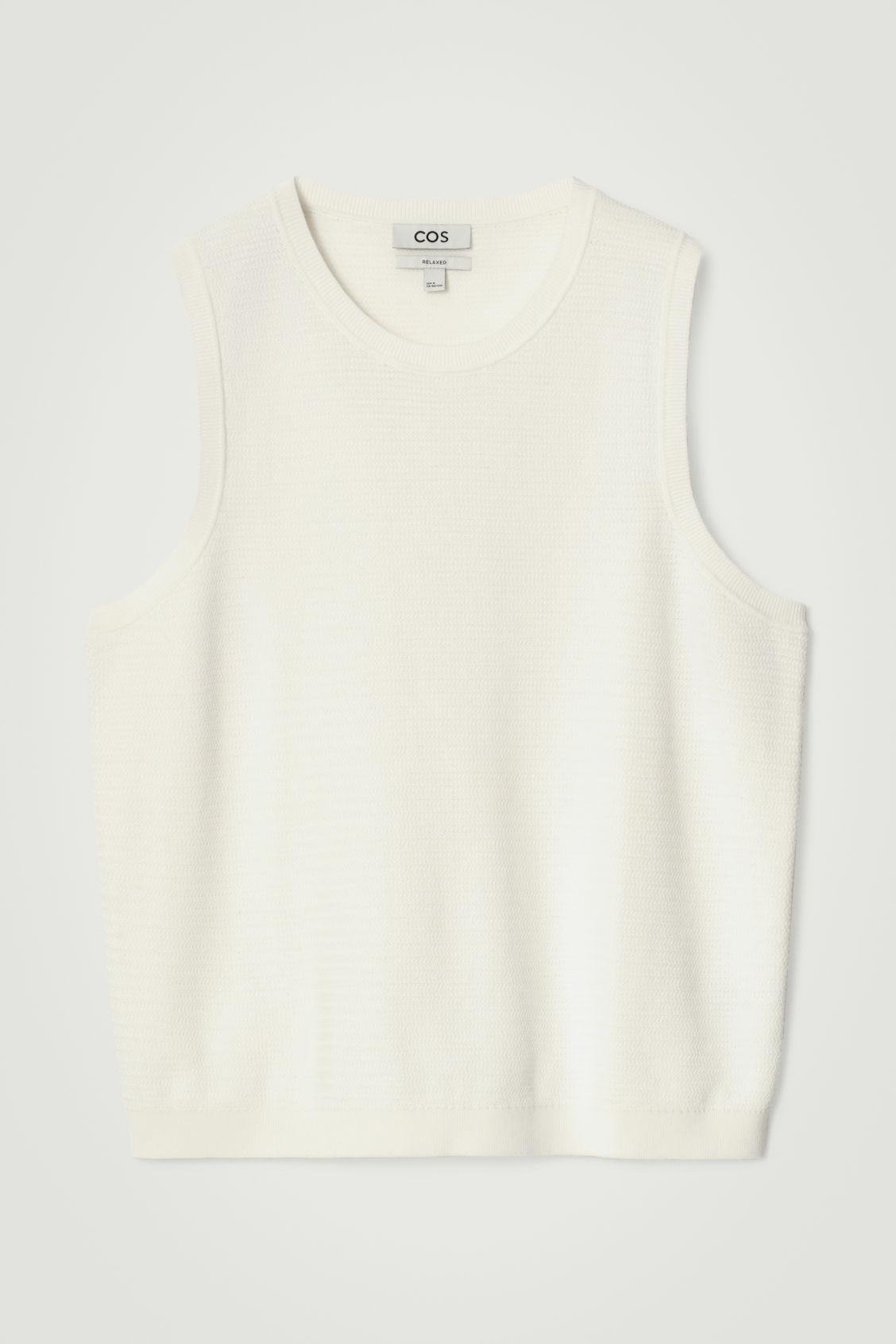 TEXTURED KNITTED COTTON TANK TOP Product Image