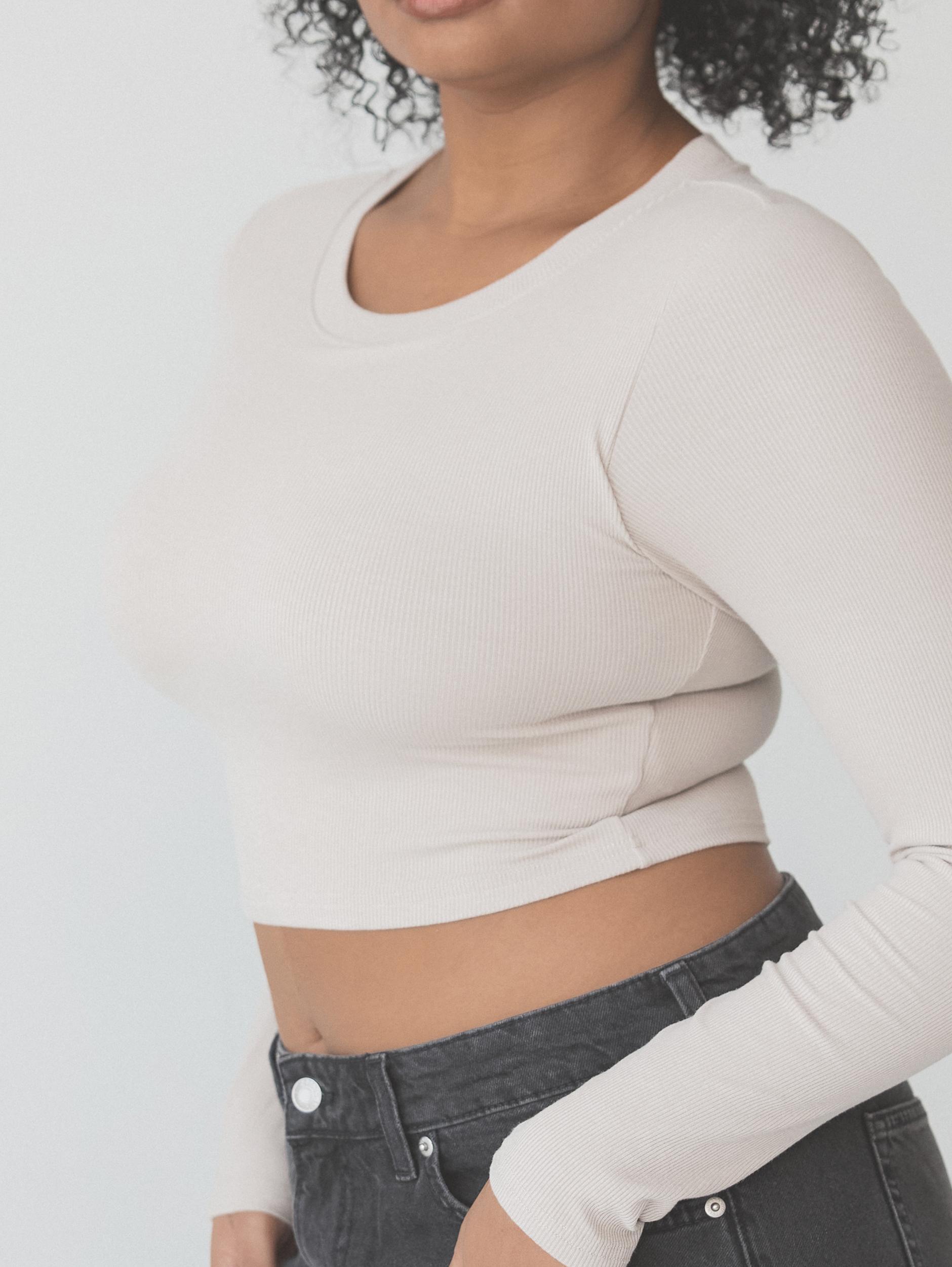 Ribbed Crew Neck Long Sleeve Crop Product Image