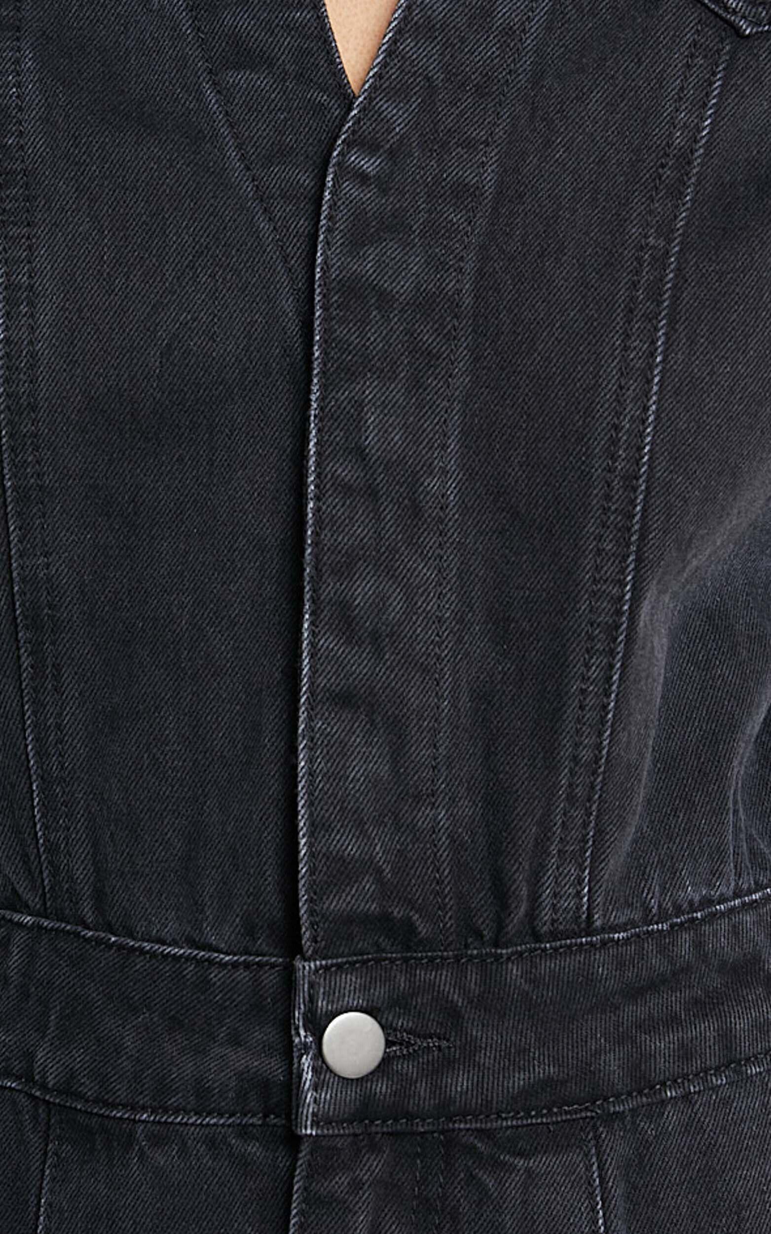 Jordyn Jumpsuit - Short Sleeve Collared Button Through Denim Jumpsuit in Black Wash Product Image