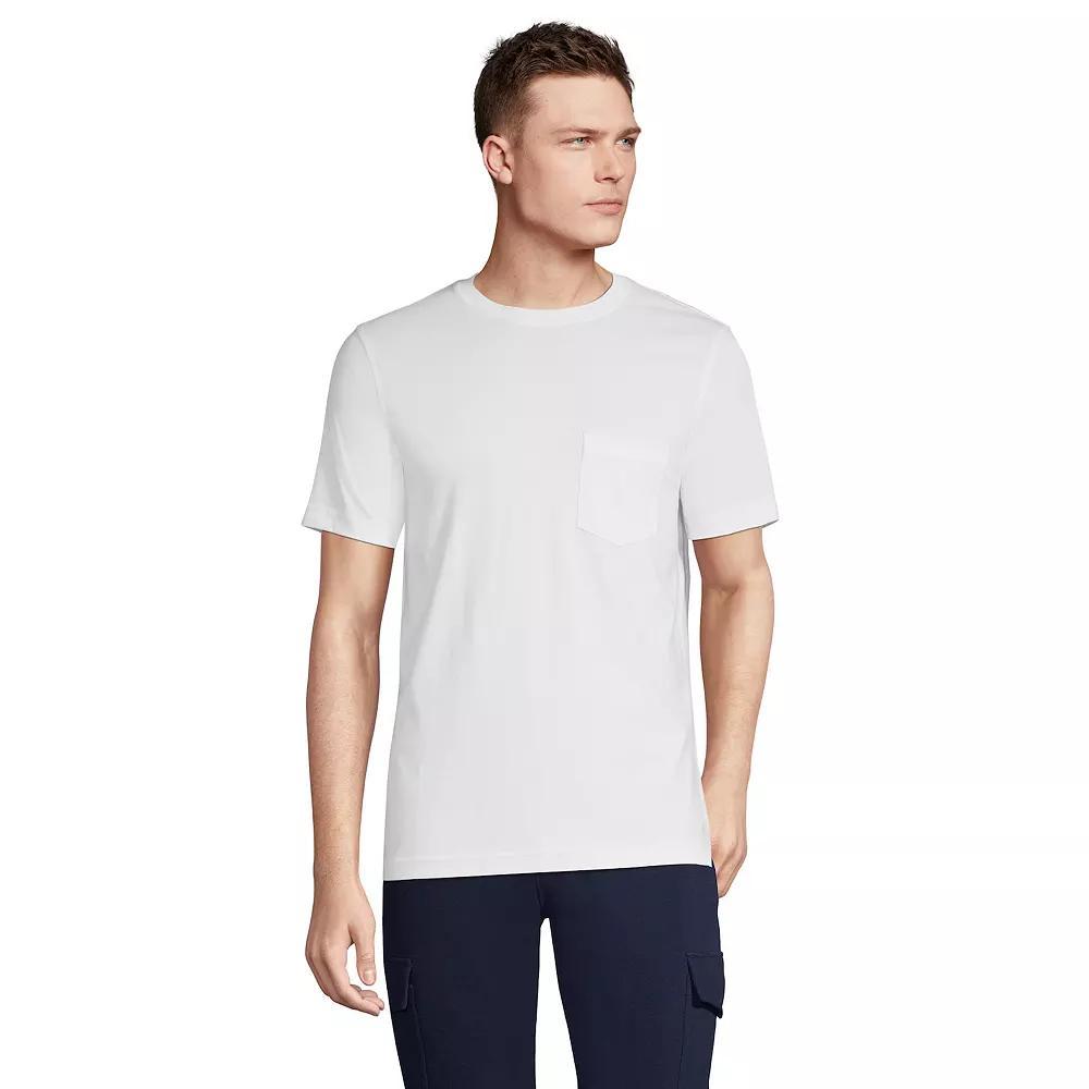 Mens Lands End Supima Pocket Tee Light Gray Grey Product Image