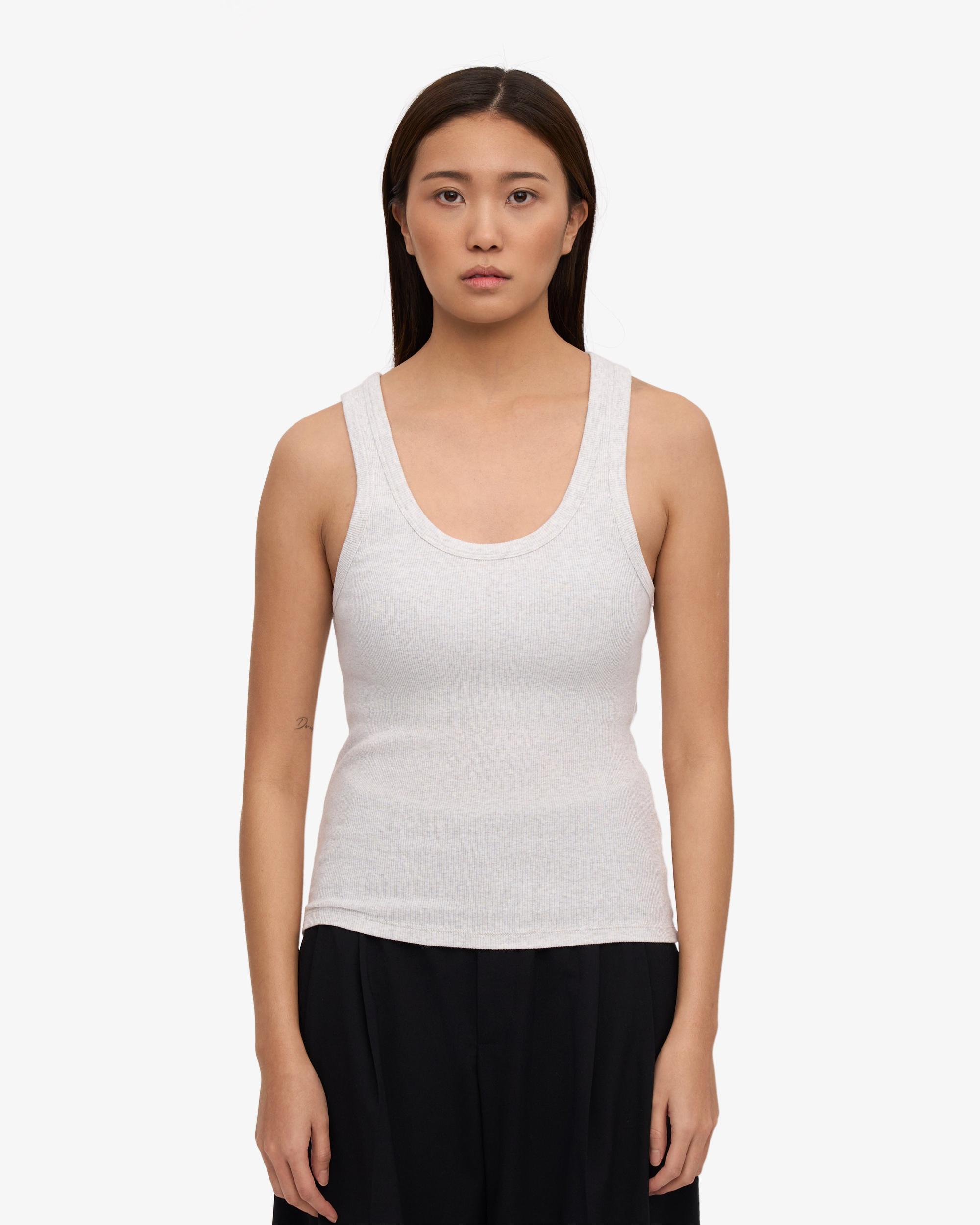 Women Organic Rib Tank Top - Snow Melange Product Image