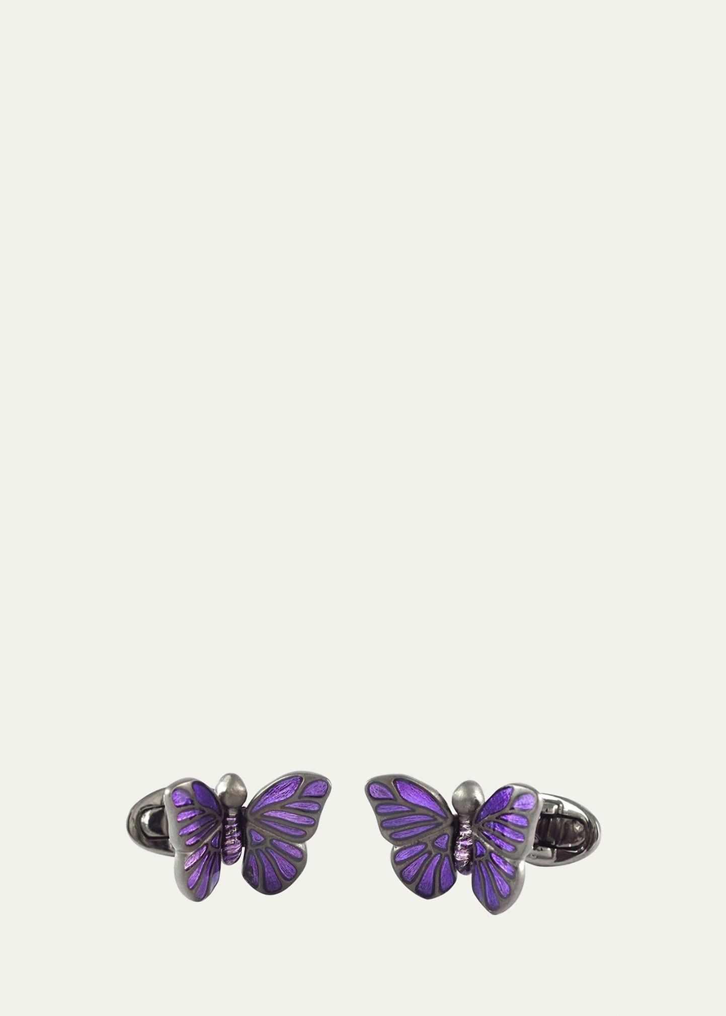 Enamel Butterfly Cufflinks, Purple Product Image