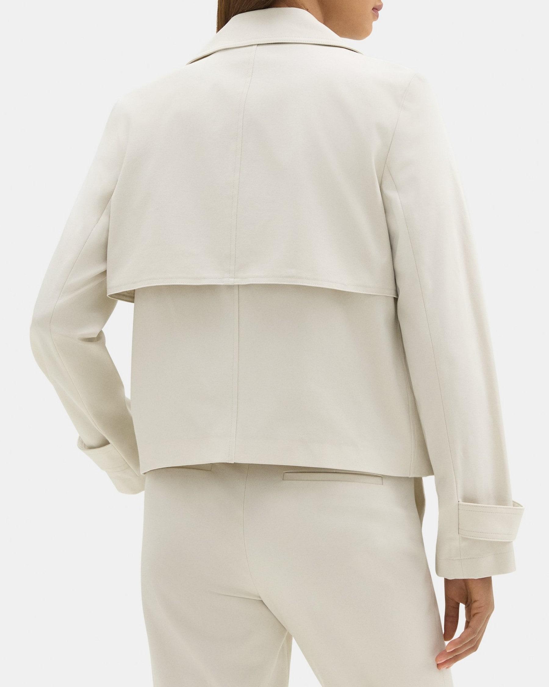 Cropped Coat in Cotton-Blend Twill Product Image