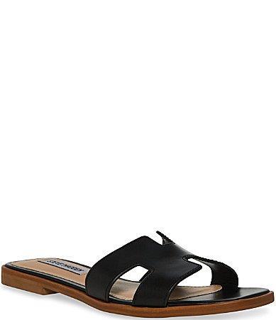 Steve Madden Hadyn Leather Flat Slide Sandals Product Image