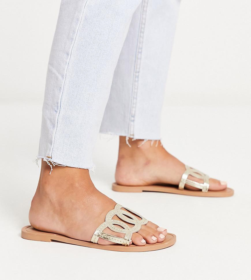 ASOS DESIGN Wide Fit Frappe flat sandals Product Image