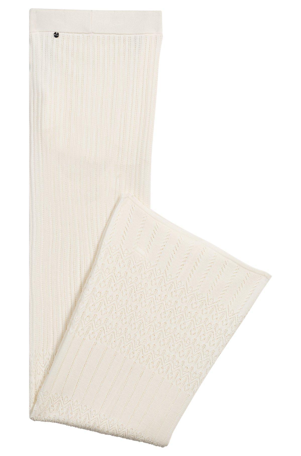 BOSS - Knitted trousers in stretch fabric with mixed structures - White Product Image