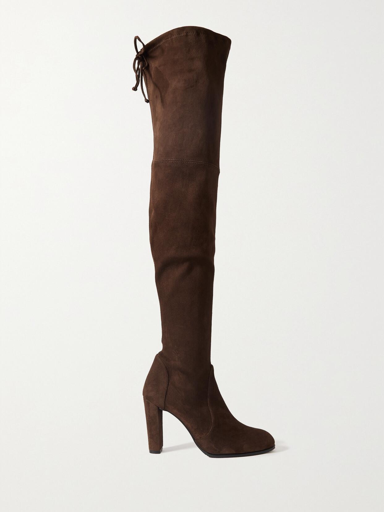 STUART WEITZMAN Highland Over-the-knee Suede Boots In Walnut Product Image