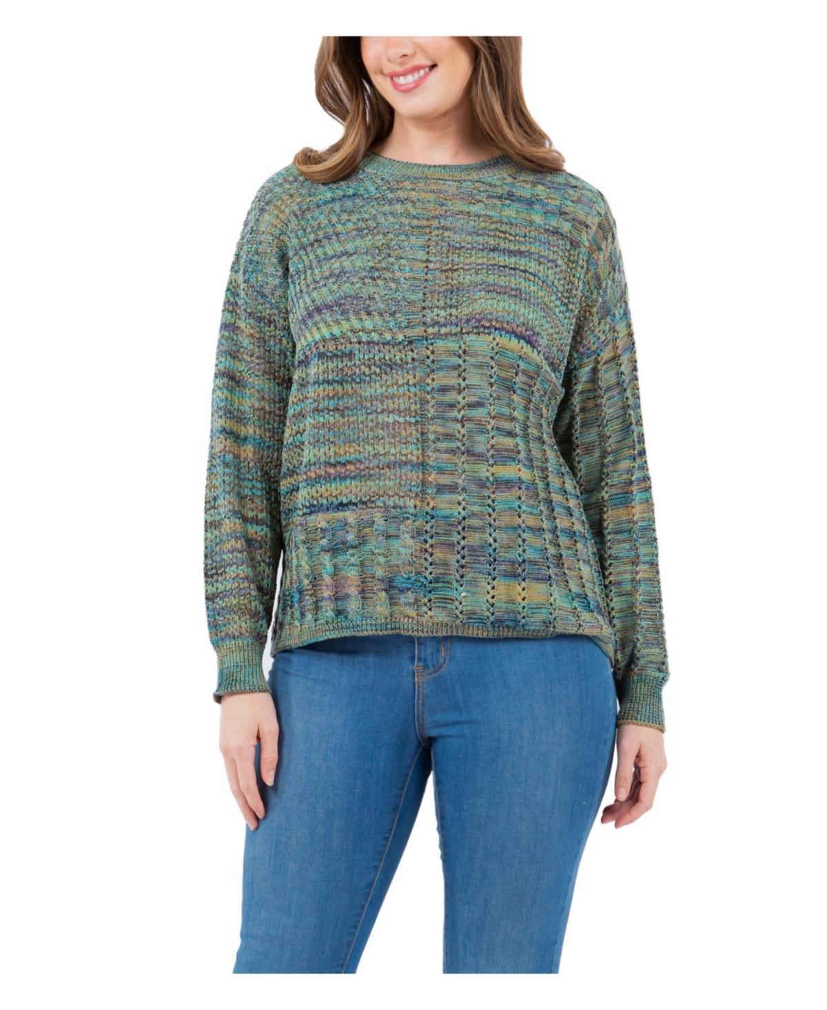 Jpr Studio Womens Patchwork Spacedye Long Sleeve Sweater Product Image