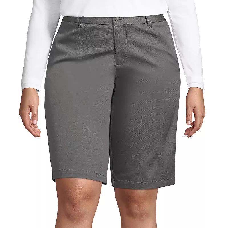 Plus Size Lands End School Uniform Plain Front Blend Chino Shorts, Womens Classic Blue Product Image