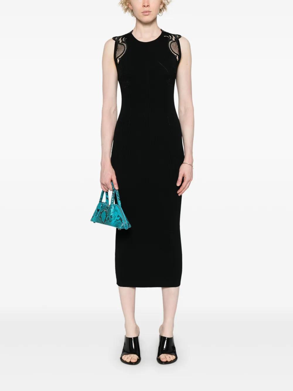 lace-detail ribbed midi dress Product Image