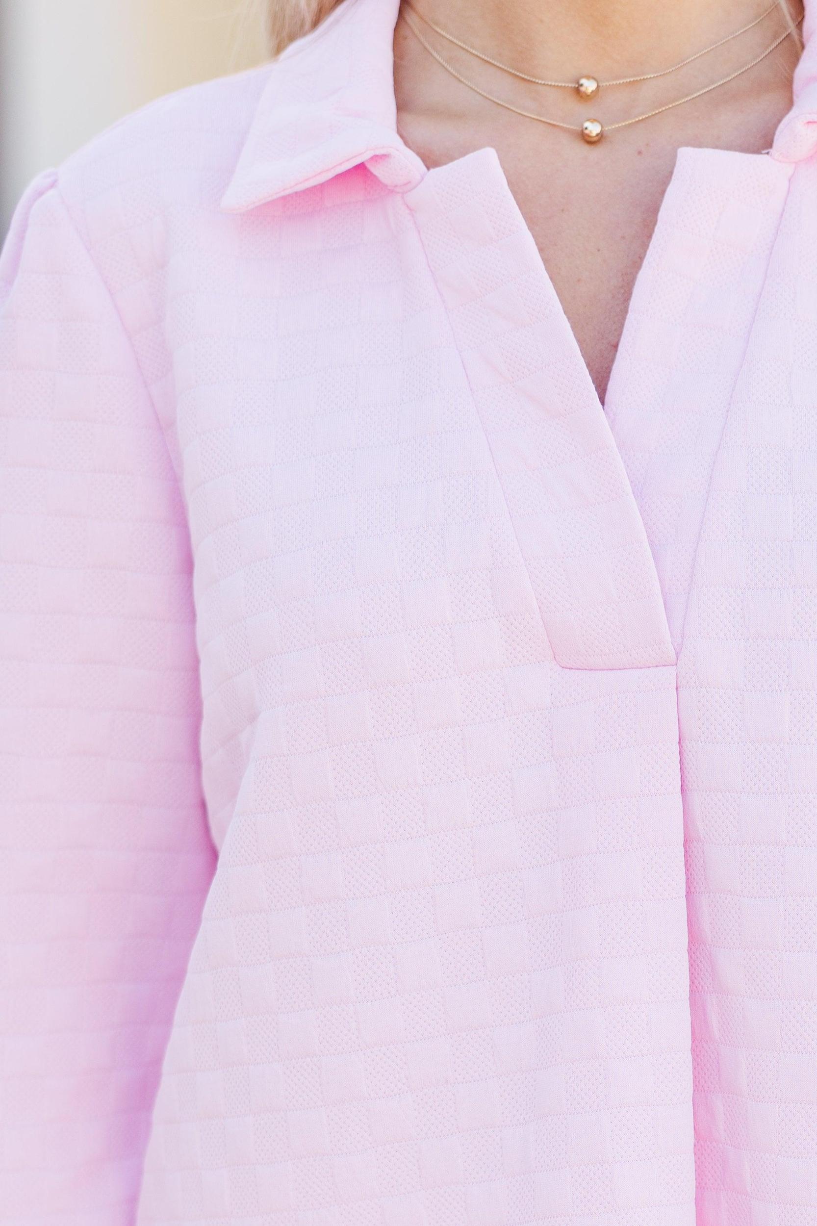 Nice To See You Pink Textured Top Female Product Image