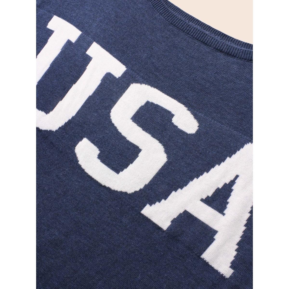 Plus Size Supersoft Essentials USA Boat Neck Pullover Indigo Women Casual Loose Long Sleeve Boat Neck Everyday Pullovers BloomChic 26/4X Product Image