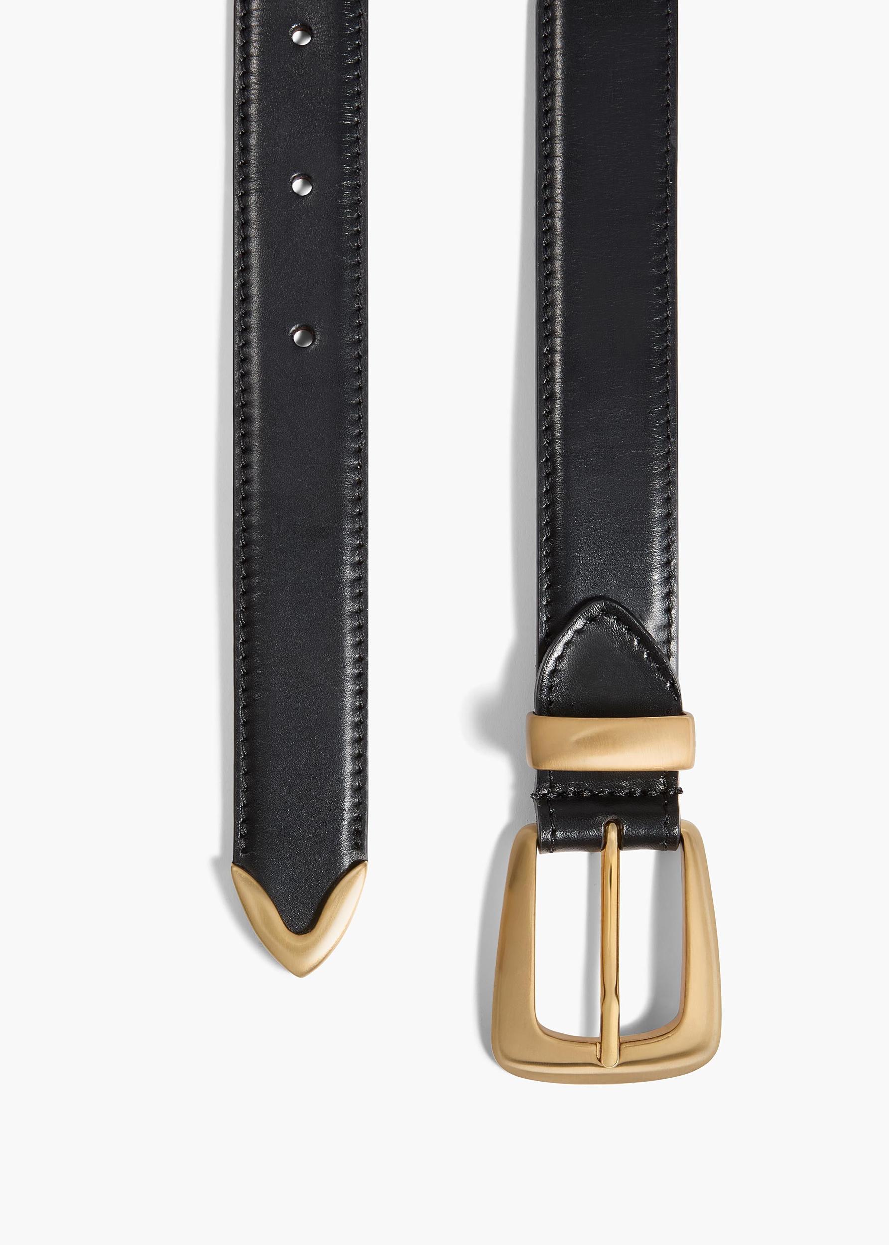 Benny Belt in Black Leather with Gold Product Image