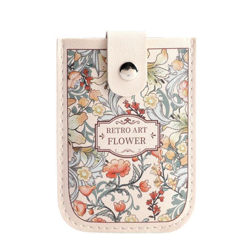 Floral Lettering Faux Leather Card Holder Product Image