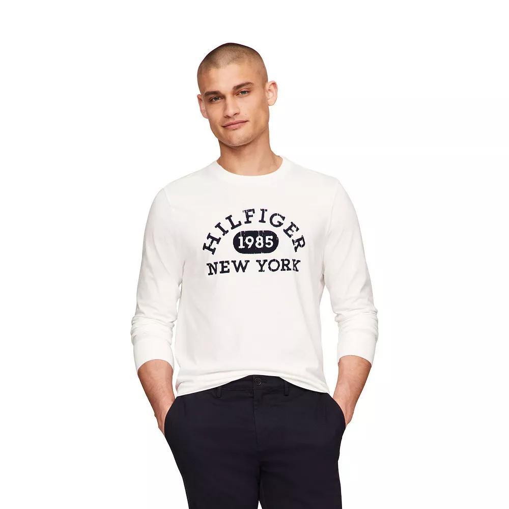 Men's Tommy Hilfiger Monotype Collegiate Long Sleeve Tee, Size: Large, Milky Way Product Image