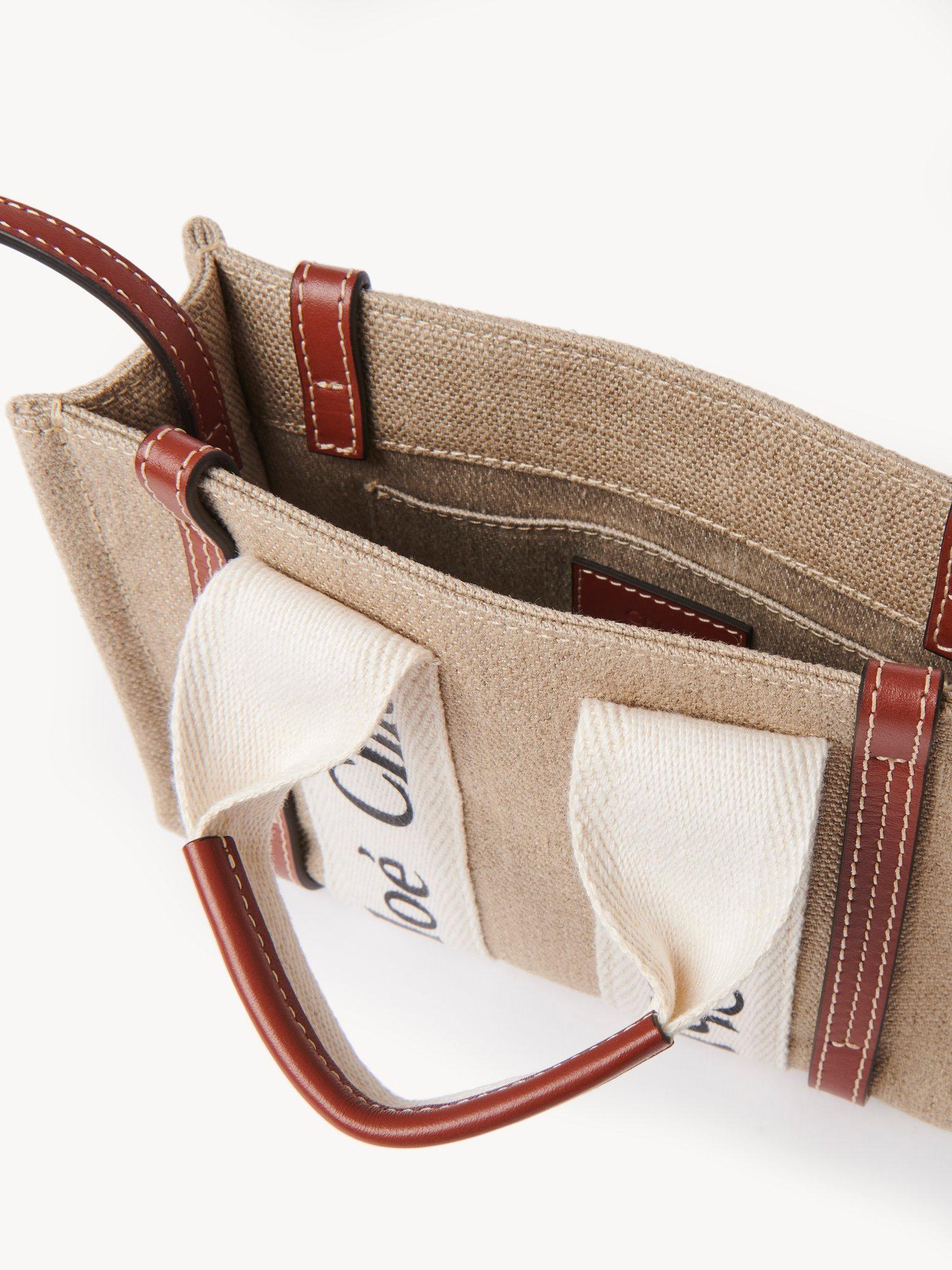Mini Woody tote bag in linen Product Image