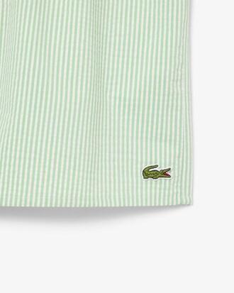 Mid Length Striped Textured Swim Trunks Product Image