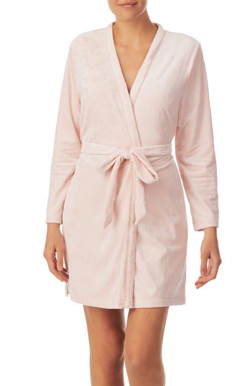 kate spade new york Embossed Floral Plush Long Sleeve Tie-Front Short Wrap Cozy Robe Product Image