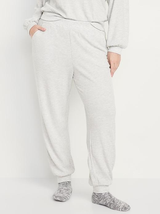 High-Waisted Waffle Lounge Joggers Product Image