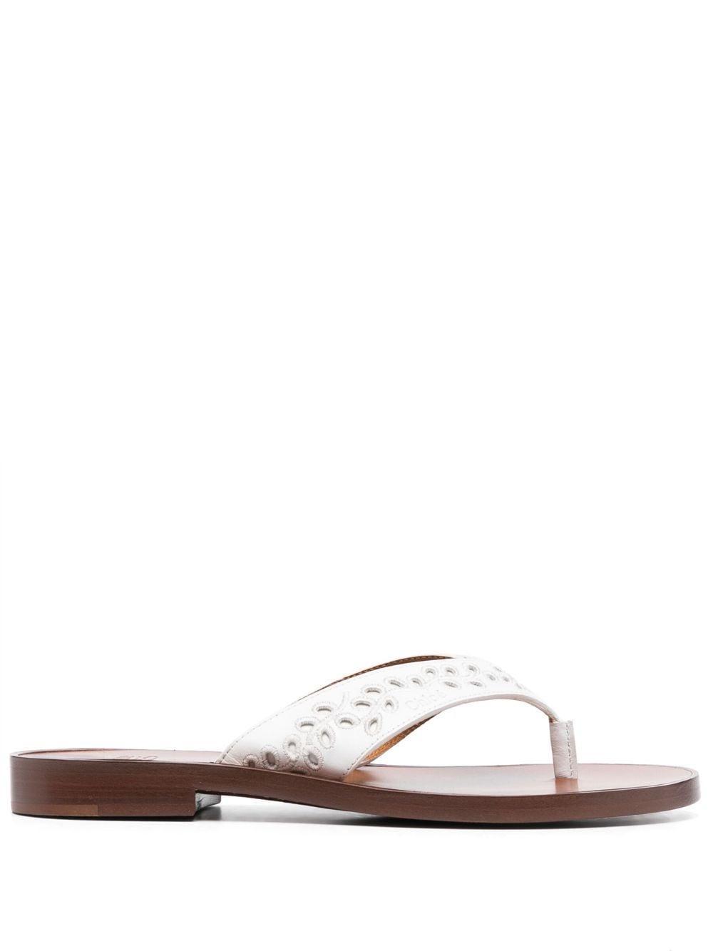 CHLOÉ Chloe Women White Leather Paz Chloe X Eres Thong Slippers Product Image