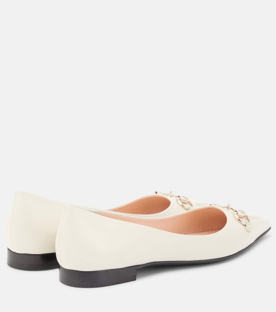 Horsebit Leather Ballet Flats In Mystic White Product Image