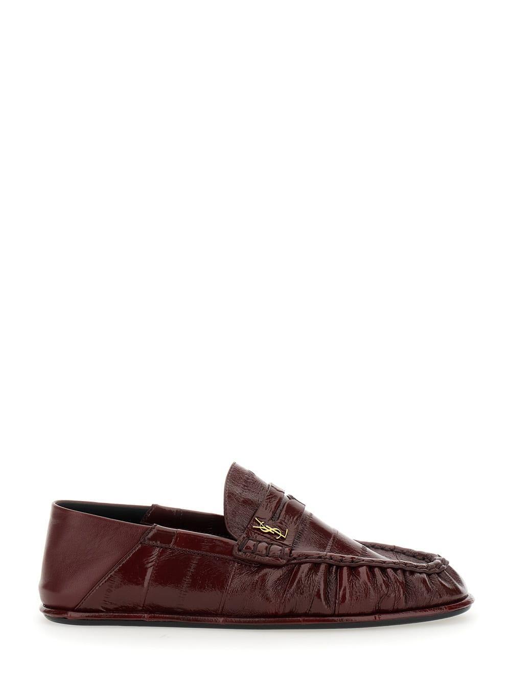 SAINT LAURENT Le Loafer Penny Slippers In Red Product Image