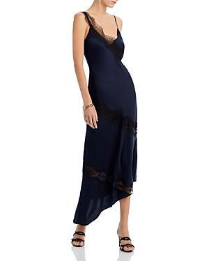 Soleil Satin Lace Asymmetric Maxi Dress Product Image