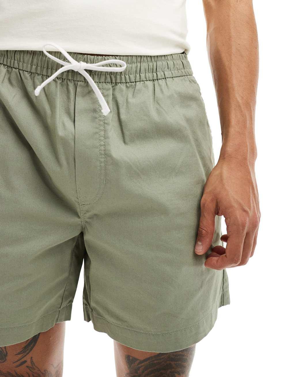 Weekday Zed regular fit shorts in sage Product Image