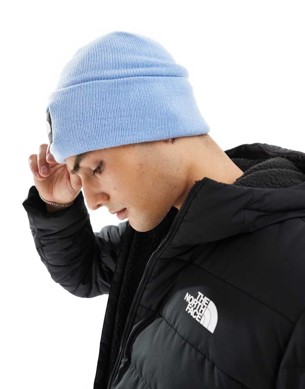 The North Face Big Box cuffed beanie in cornflower blue Product Image