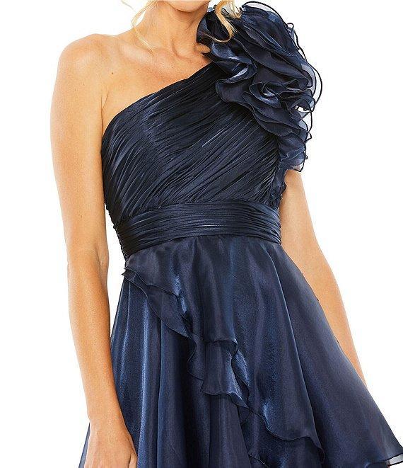 Mac Duggal One Shoulder Ruffled High-Low Hem Tiered Gown Product Image