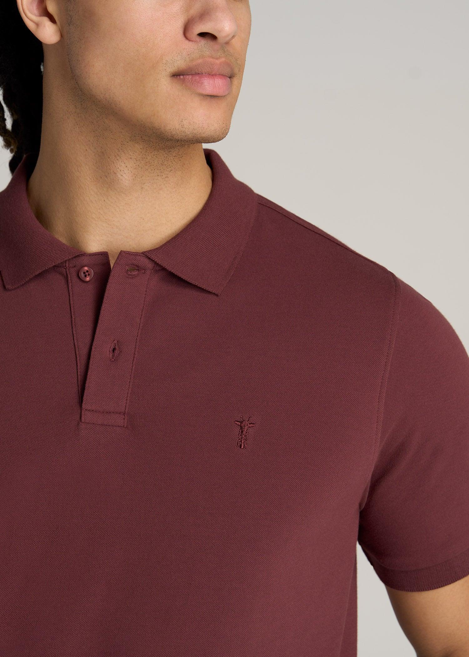 Men's Tall Classic Polo with Embroidered Logo in Grey Blue Product Image