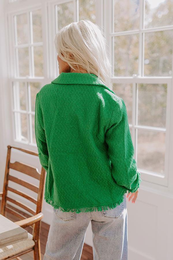 Passing Time Wool-Blend Tweed Jacket in Green Product Image