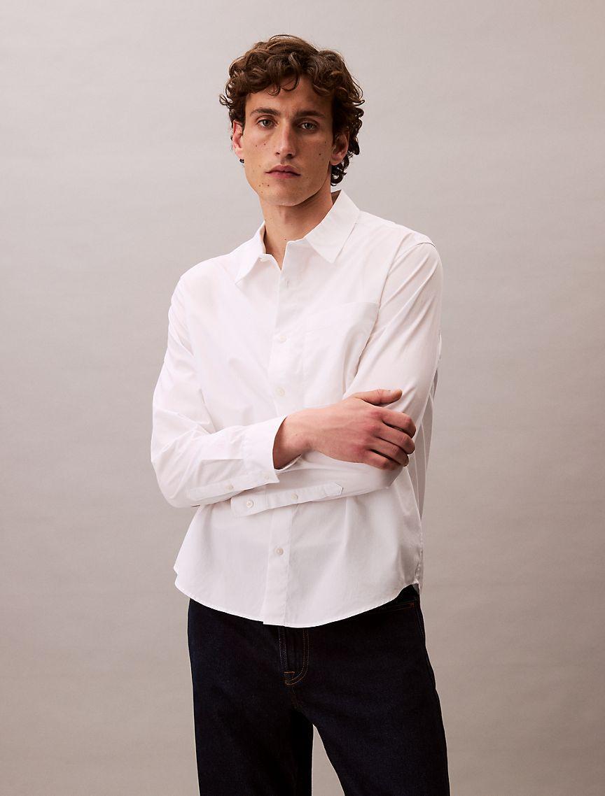 Calvin Klein Mens Cotton Poplin Relaxed Button-Down Shirt - Green Product Image