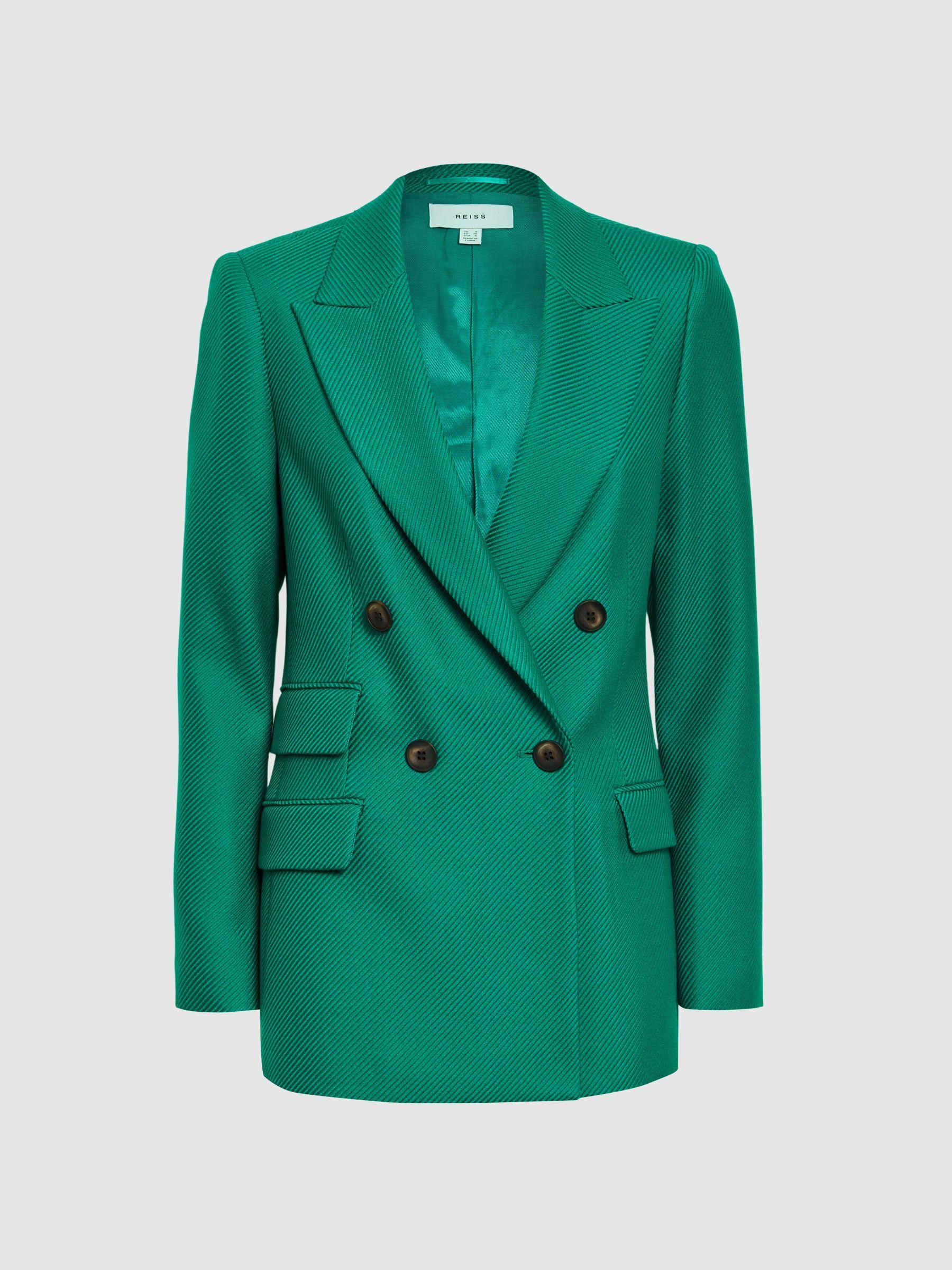 Single Breasted Twill Blazer in Green Product Image