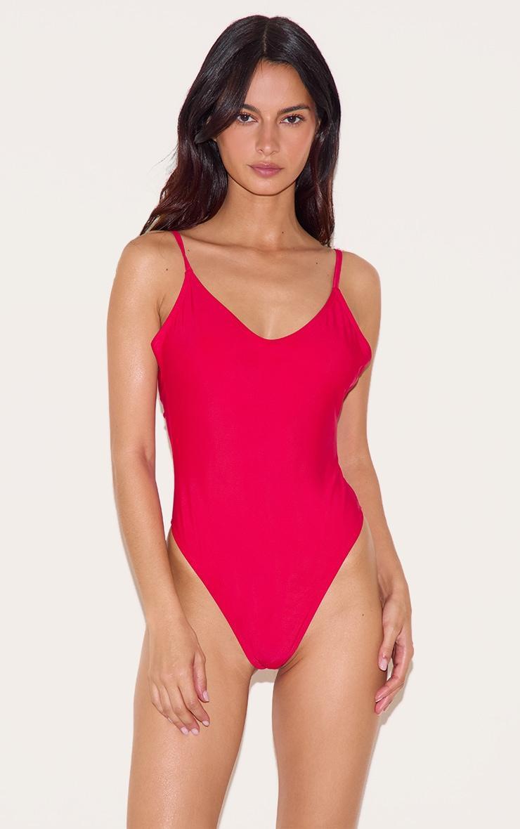 Red Plunge Swimsuit Product Image