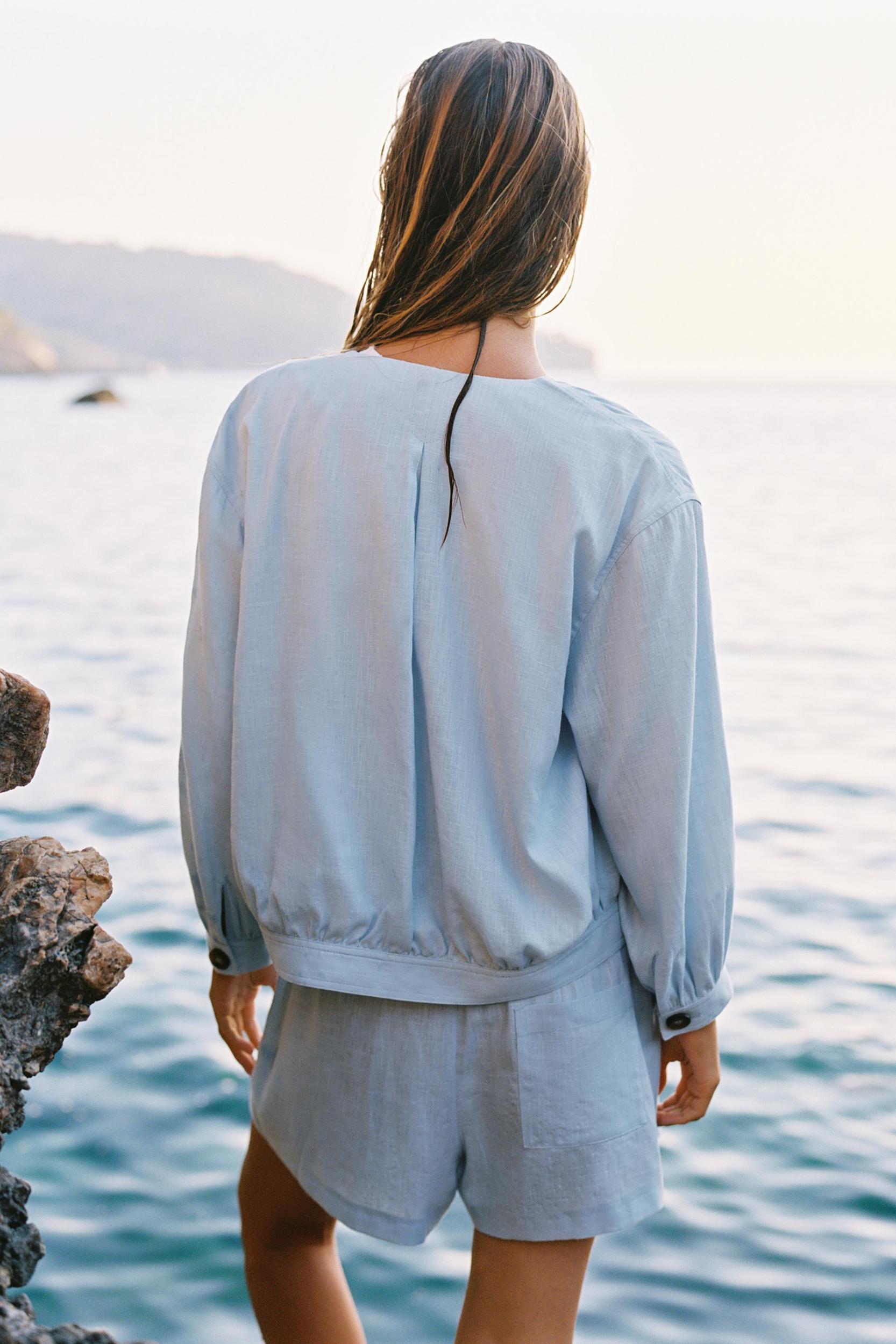 LINEN BOMBER JACKET Product Image