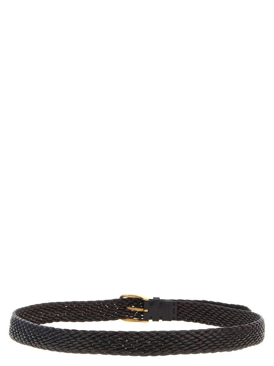 BRUNELLO CUCINELLI Leathre Weaved Belt In Brown Product Image