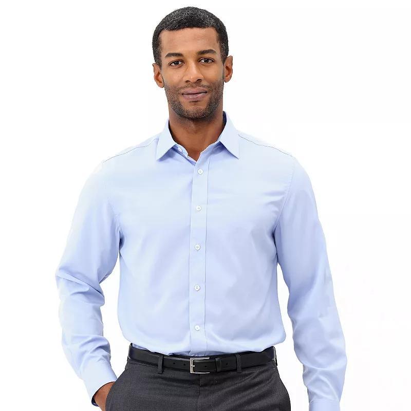 Men's Nick Graham Traveler Collection Performance Modern-Fit Stretch Dress Shirt, Size: Medium-32/33, Black Solid Product Image