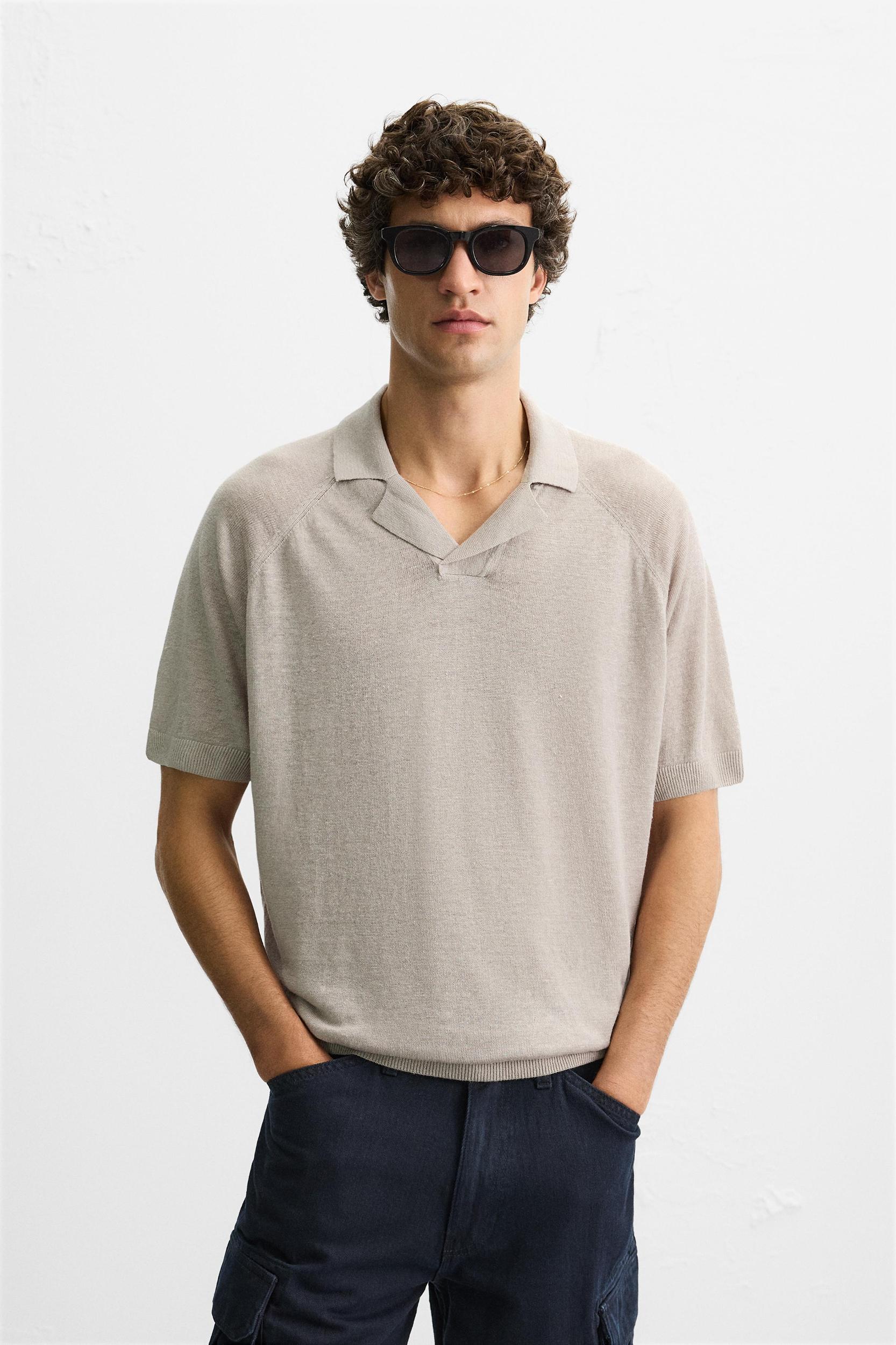LINEN KNIT POLO SHIRT Product Image