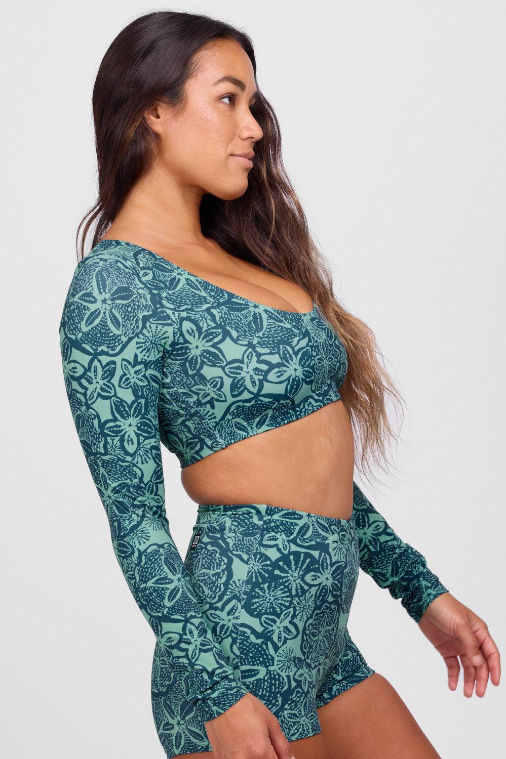 Avalon Long Sleeve Crop Rashguard - Kelp Female Product Image