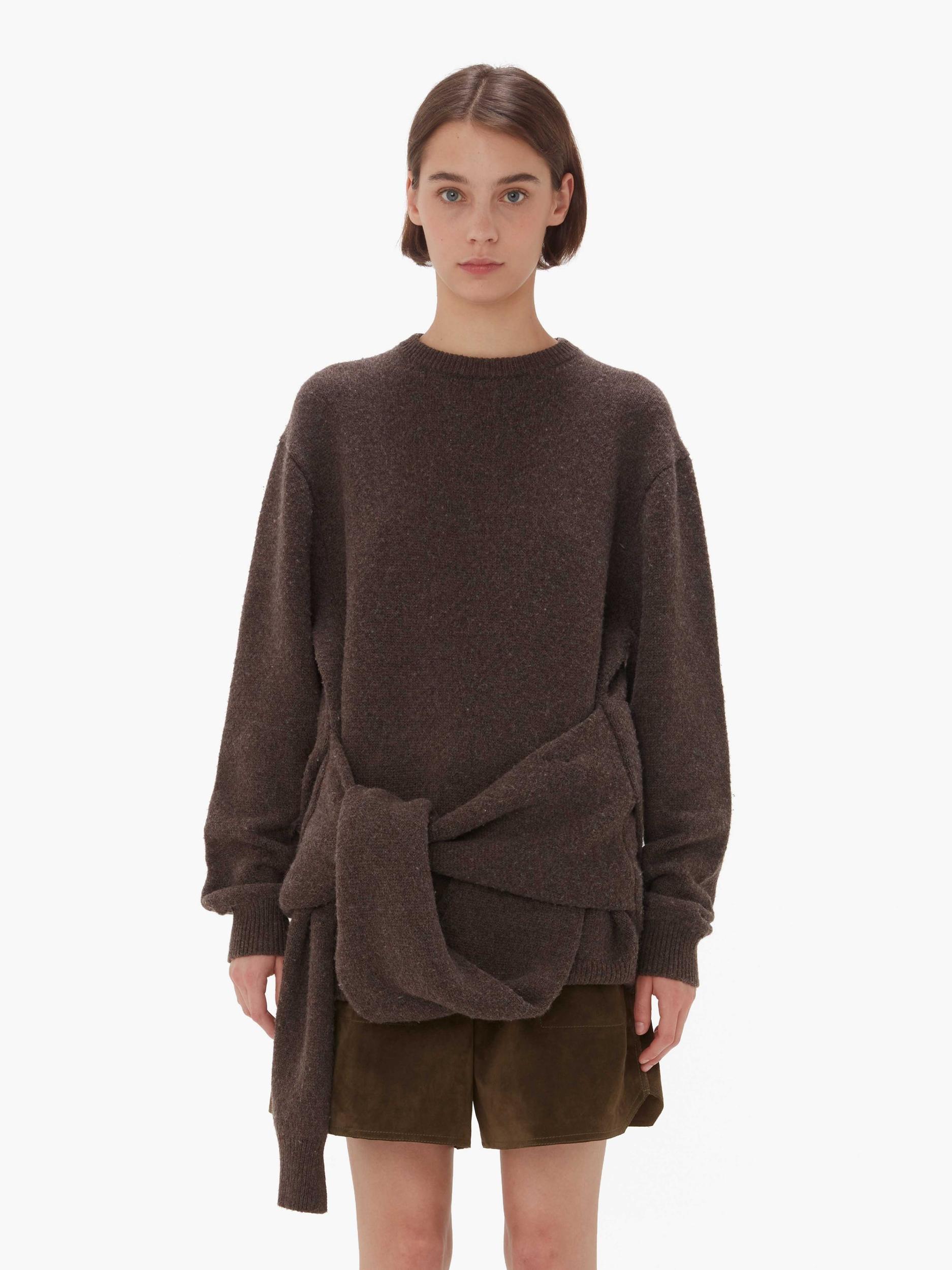 DRAPED TIE-FRONT SWEATER Product Image