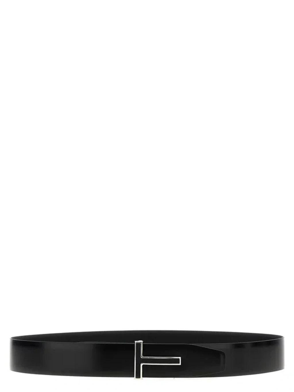 TOM FORD Logo Leather Belt Belts Black Product Image