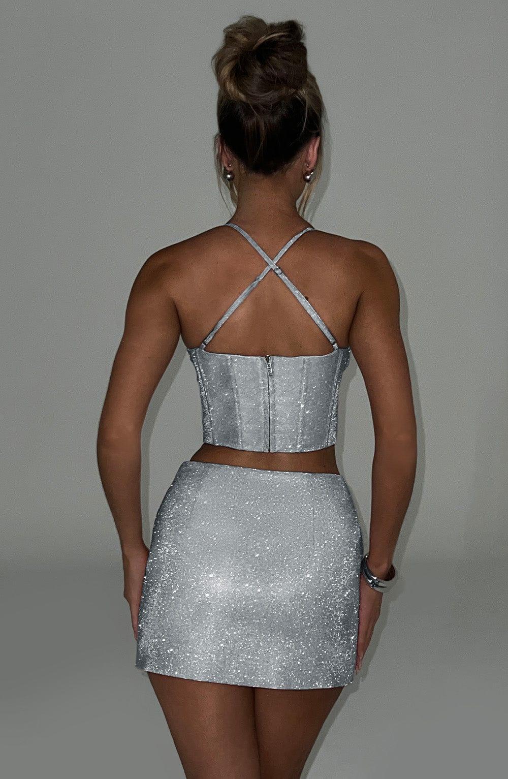 Glacia Mini Skirt - Silver Sparkle Product Image