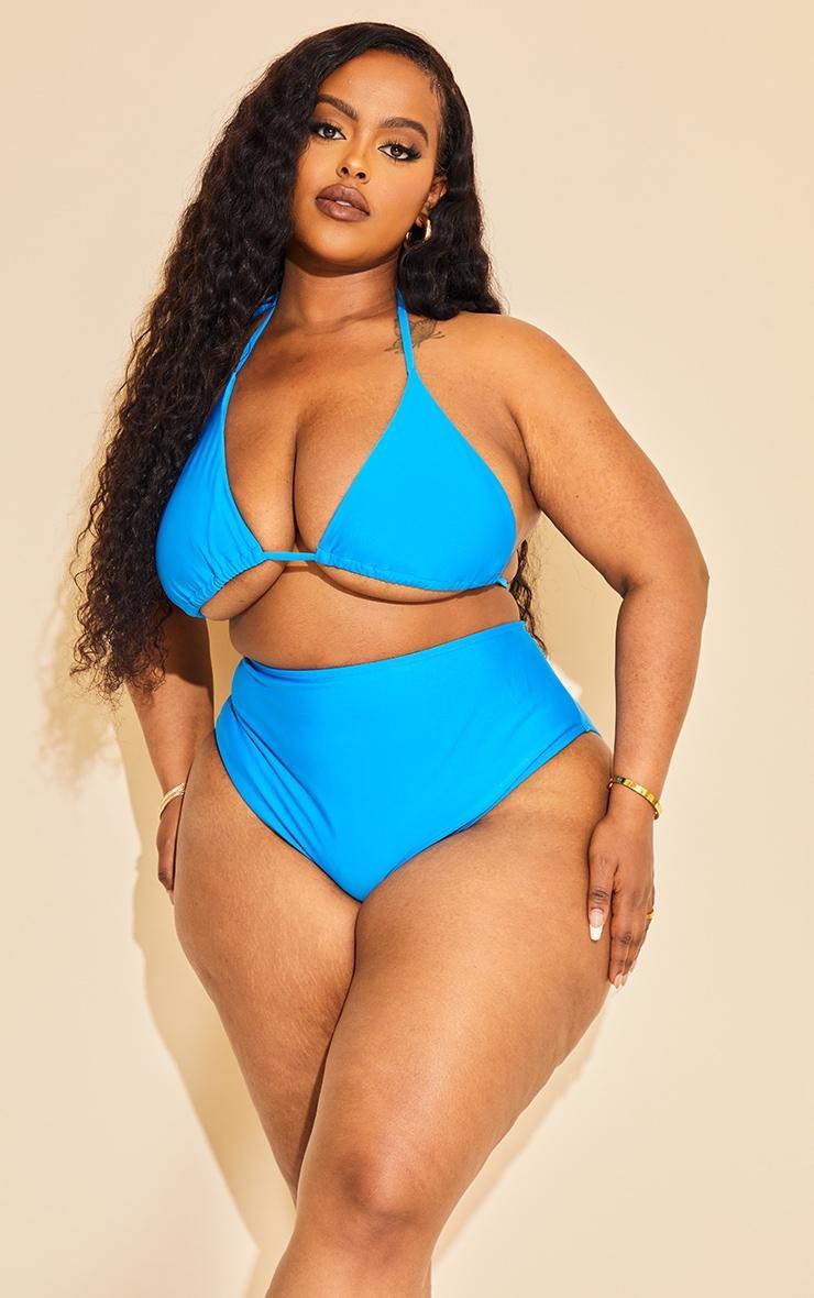 Plus Bright Blue Mix & Match Triangle Bikini Top Product Image