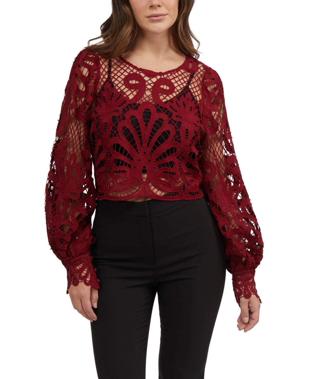 Bebe Womens Placement Lace Blouse Product Image